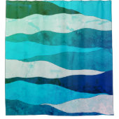 ヴィンテージ海ブルーシャワーカーテン シャワーカーテン (正面)