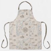 ヴィンテージ海マップパターン エプロン (正面)