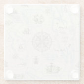 ヴィンテージ海マップパターン ガラスコースター (裏面)