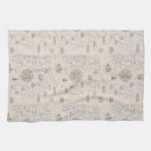 ヴィンテージ海マップパターン キッチンタオル (横)