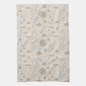 ヴィンテージ海マップパターン キッチンタオル (縦)