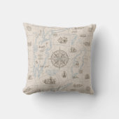 ヴィンテージ海マップパターン クッション (正面)