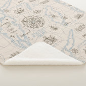 ヴィンテージ海マップパターン シェルパブランケット (3/4)