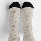 ヴィンテージ海マップパターン ソックス (上部)