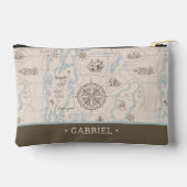 ヴィンテージ海マップパターン |履歴パーソナライズされた帳 アクセサリーポーチ (裏面)