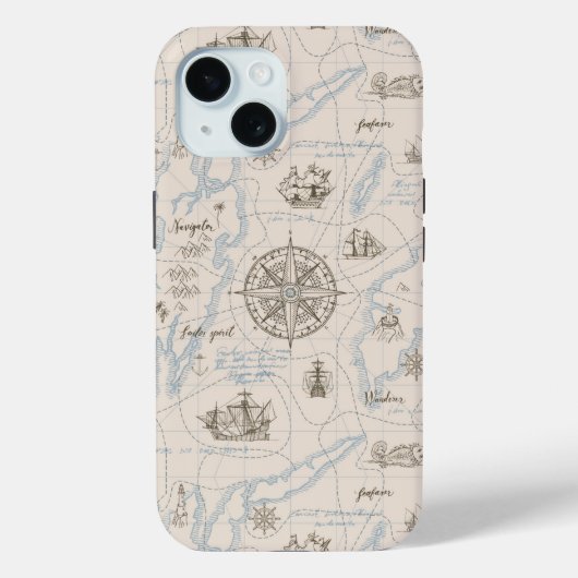 ヴィンテージ海マップパターン Case-Mate iPhoneケース (裏面)