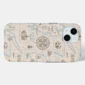 ヴィンテージ海マップパターン Case-Mate iPhoneケース (裏面 (横))