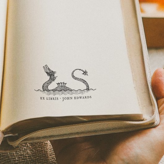 ヴィンテージ海モンスターミティカルEx Librisブック ラバースタンプ