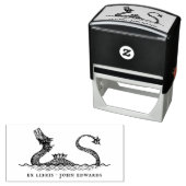 ヴィンテージ海モンスタ図解入りの、写真付きのー図書室 セルフインキングスタンプ (インサイチュ)