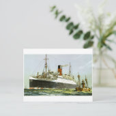 ヴィンテージ海ライナーとタグボート ポストカード (スタンド正面)