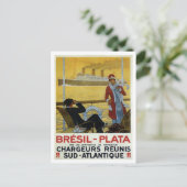 ヴィンテージ海ライナーへブラジルのプラタ広告ポスター ポストカード (スタンド正面)