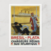 ヴィンテージ海ライナーへブラジルのプラタ広告ポスター ポストカード (正面)