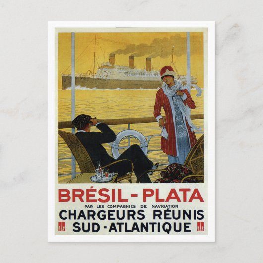 ヴィンテージ海ライナーへブラジルのプラタ広告ポスター ポストカード (正面)