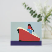 ヴィンテージ海ライナークルーズイラストレーション ポストカード (スタンド正面)