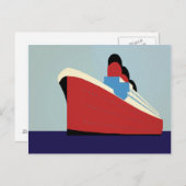 ヴィンテージ海ライナークルーズイラストレーション ポストカード (正面/裏面)