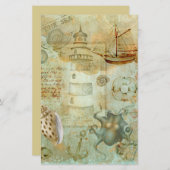 ヴィンテージ海ライフデカップスクラップブック紙 (正面/裏面)