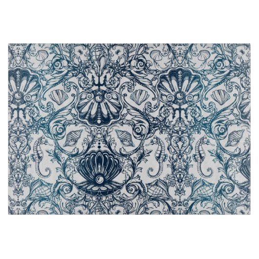 ヴィンテージ海上パターン カッティングボード (正面)