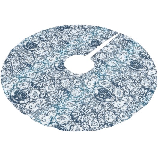 ヴィンテージ海上パターン ブラッシュドポリエステルツリースカート (アングル)