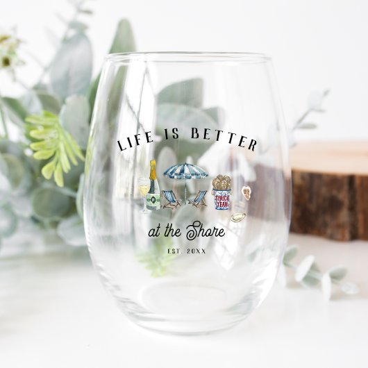 ヴィンテージ海岸海辺 |ショアパーソナライズされたハウス ステムなしワイングラス