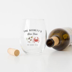 ヴィンテージ海岸海辺  ショアパーソナライズされたハウス ステムなしワイングラス