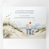 ヴィンテージ海岸海辺 |ポート・アランサス結婚ズ 三つ折り招待状 (内部最初)