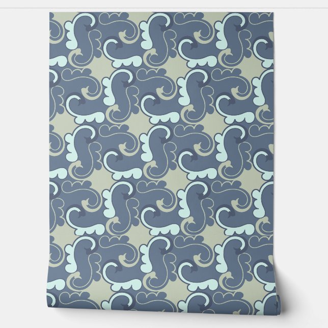 ヴィンテージ海洋波 壁紙 (ほどく)