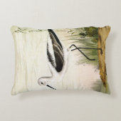 ヴィンテージ海洋生物ショアバード、アボケの鳥 アクセントクッション (正面)