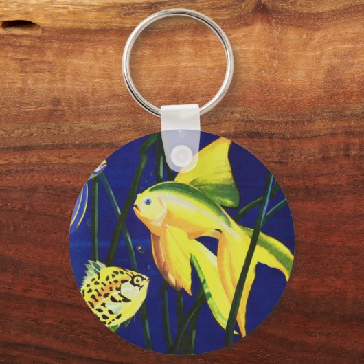 ヴィンテージ海洋生物ファンシー魚、水槽の金魚 キーホルダー (正面)