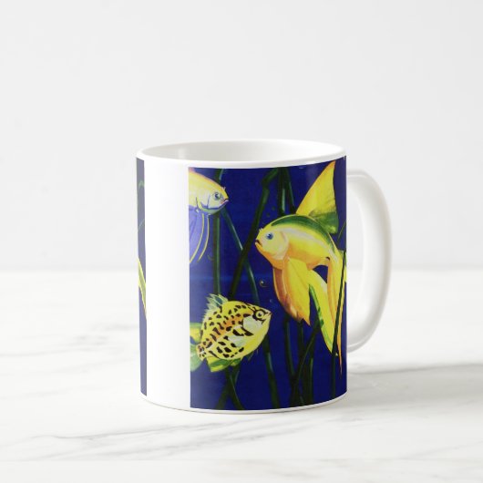 ヴィンテージ海洋生物ファンシー魚、水槽の金魚 コーヒーマグカップ (正面右)