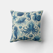 ヴィンテージ海洋生物動物パターン クッション (裏面)