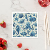 ヴィンテージ海洋生物動物パターン スタンダードカクテルナプキン (インサイチュ)