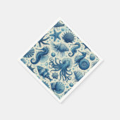 ヴィンテージ海洋生物動物パターン スタンダードカクテルナプキン (角)