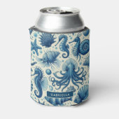 ヴィンテージ海洋生物動物パターン 缶クーラー (缶裏面)