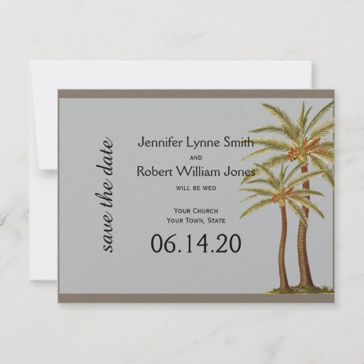 ヴィンテージ海獣ビーチ結婚式保存日 セーブザデート (正面)