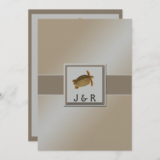 ヴィンテージ海獣ビーチ結婚式 招待状 (正面/裏面)