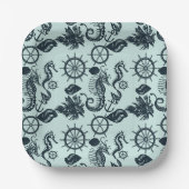 ヴィンテージ海獣模様 ペーパープレート (正面)