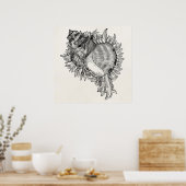 ヴィンテージ海貝殻パーソナライズされたテンプレート ポスター (キッチン)