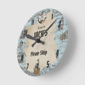 ヴィンテージ海賊いかり航海のボーイベッドルーム数字 ラウンド壁時計 (傾斜)