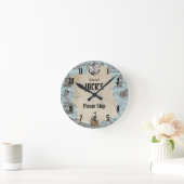 ヴィンテージ海賊いかり航海のボーイベッドルーム数字 ラウンド壁時計 (ホーム)
