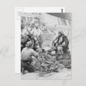 ヴィンテージ海賊が宝物と略奪品を数える ポストカード (正面/裏面)