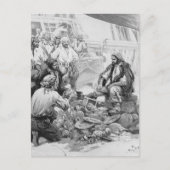 ヴィンテージ海賊が宝物と略奪品を数える ポストカード (正面)