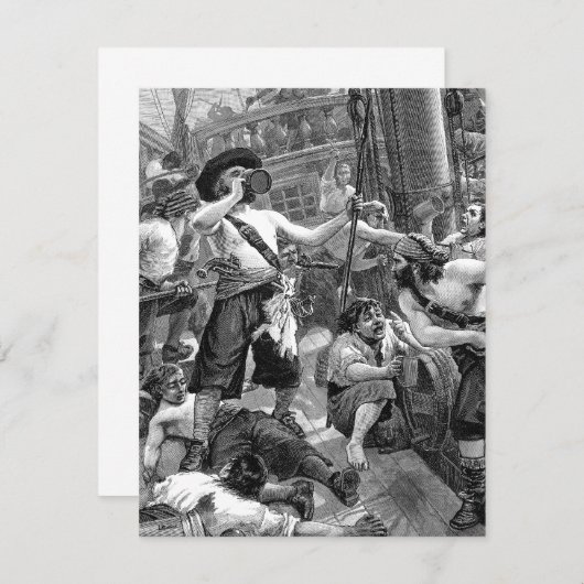 ヴィンテージ海賊が船で飲む招待状 招待状 (正面/裏面)