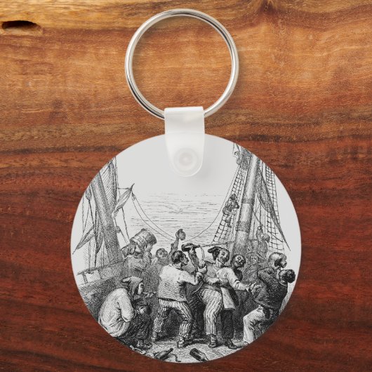 ヴィンテージ海賊と難破した海賊船 キーホルダー (裏面)
