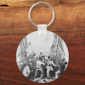 ヴィンテージ海賊と難破した海賊船 キーホルダー (正面)