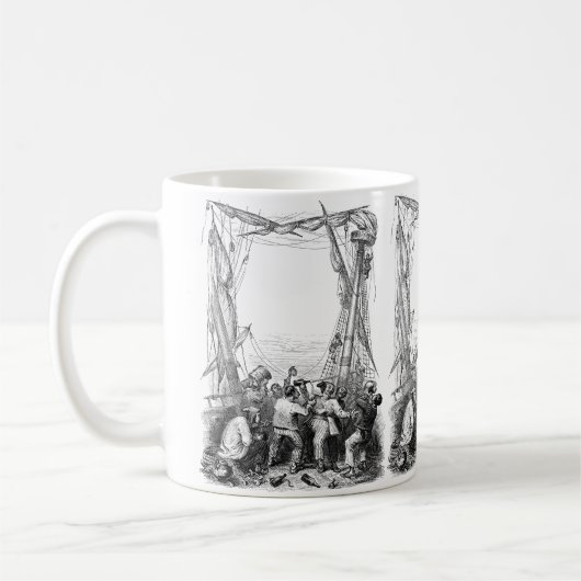 ヴィンテージ海賊と難破した海賊船 コーヒーマグカップ (左)