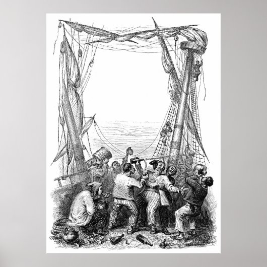 ヴィンテージ海賊と難破した海賊船 ポスター (正面)