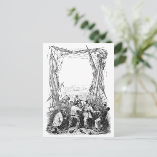 ヴィンテージ海賊と難破した海賊船 ポストカード (スタンド正面)