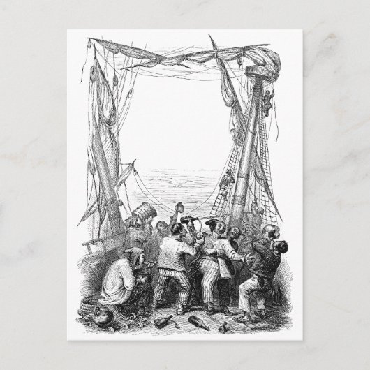 ヴィンテージ海賊と難破した海賊船 ポストカード (正面)