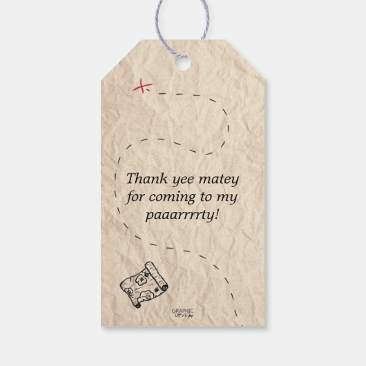 ヴィンテージ海賊の宝の地図ありがとう ギフトタグ (裏面)