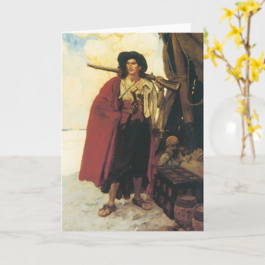 ヴィンテージ海賊の海賊は絵のような男だった カード (黄色い花)